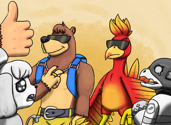 4_fingers anthro backpack bangs beak belt belt_buckle black_belt black_claws black_nose blonde_hair blue_backpack bodily_fluids bottomwear bouquet brown_body brown_eyebrows brown_fur brown_hair buckle buckteeth claws closed_beak closed_smile clothed clothed_anthro clothed_female clothed_male clothing crying digit_ring eyebrows feather_hair feathered_wings feathers feet female female_anthro female_feral feral fingers floppy_ears flower flower_bouquet freckled_face freckles frown fur gesture grey_body grey_ears grey_feathers grey_flower grey_fur grey_tongue group hair hand_gesture hand_holding husband_and_wife interspecies jacket jewelry light logo lop_ears male male/female male_anthro married_couple mostly_offscreen_anthro mostly_offscreen_character mostly_offscreen_male mouth_closed multicolored_hair necklace open_beak open_frown open_mouth orange_wings plant ponytail pseudo_hair red_body red_eyebrows red_feathers red_wings ring sad semi-anthro shirtless_anthro shirtless_male short_hair shorts simple_background smile sparkles sparkling_eyes talons tan_body tan_hands tan_skin tears tears_of_sadness teeth thumbs_up toes tongue topwear two_tone_hair wedding_ring white_beak white_clothing white_jacket white_topwear wings yellow_background yellow_beak yellow_bottomwear yellow_clothing yellow_shorts skywater animal_crossing banjo-kazooie donkey_kong_(series) nintendo rareware star_fox super_smash_bros. super_smash_bros._ultimate banjo_(banjo-kazooie) donkey_kong_(character) falco_lombardi isabelle_(animal_crossing) kazooie ape avian bear breegull brown_bear haplorhine mammal primate ursine 2019 adobe_photoshop_(artwork) artist_logo colored digital_drawing_(artwork) digital_media_(artwork) english_description hi_res lighting shaded