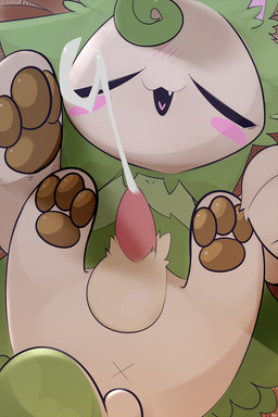 3_fingers 3_toes :3 anthro anus balls bodily_fluids brown_pawpads cowlick cum cum_string cute_fangs ejaculation erection eyes_closed fangs feet fingers fluffy front_view fur genital_fluids genitals green_body green_ears green_fur green_hair green_tail hair hands-free high-angle_view legs_up light lying male multicolored_body multicolored_fur multicolored_tail on_back open_mouth pawpads penis pink_inner_ear pink_tongue raised_arms red_penis shadow shota solo tail tan_body tan_fur tan_tail teeth toes tongue x_anus young presto_(artist) sukkee-sukkee_(presto) domestic_cat felid feline felis mammal 2022 2:3 digital_media_(artwork) hi_res lighting shaded signature