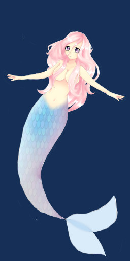 breasts convenient_censorship female hair hair_covering_breasts looking_at_viewer mermaid_tail raised_arms scales solo split_form yumemin aquatic humanoid merfolk 1:2 alpha_channel hi_res