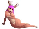 ahegao anthro antlers big_breasts breasts brown_body brown_fur curvy_anthro curvy_female curvy_figure featureless_breasts female fur genitals hair horn looking_pleasured nude pink_hair pussy simple_background solo white_background wide_hips walrusdin3 jackalope lagomorph mammal absurd_res hi_res