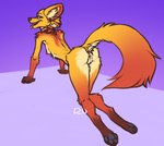 all_fours anthro anus breasts butt female fur genitals looking_back multi_ear open_mouth pawpads paws presenting presenting_hindquarters pussy raised_tail simple_background small_breasts solo tail tongue tongue_out yellow_body yellow_fur discreet_user mylar_(discreet_user) canid canine fox fyre_fox mammal 2021