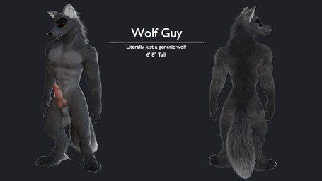 abs animal_genitalia animal_penis anthro athletic balls biceps canine_genitalia canine_penis erection feet fingers fur genitals knot looking_at_viewer looking_back male muscular nude pecs penis rear_view simple_background smile solo standing stated_height stated_species tail text toes ruaidri wolf_guy_(ruaidri) canid canine canis mammal wolf 16:9 2022 3d_(artwork) digital_media_(artwork) english_text model_sheet translated widescreen