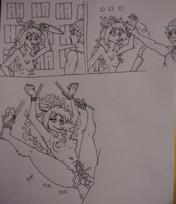 anthro anthro_penetrated antlers areola arm_grab arm_tuft armpit_tuft balls bdsm bite biting_lip bodily_fluids bondage bound breasts chest_tuft clothing crotch_tuft cum cum_in_vagina cum_inside dominant dominant_human dominant_male duo elbow_tuft ellipsis eyelashes female female_anthro genital_fluids genitals glowing glowing_nose hat headgear headwear heart_symbol horn human_on_anthro human_penetrating human_penetrating_anthro interspecies knife laugh long_eyelashes looking_pleasured male male/female male_human navel nipple_dip nipples nude nude_female penetration penis plap_(sound) pubes ribs rope sex shoulder_tuft smile spread_legs spreading submissive submissive_female surprised suspension tail tear_trough tuft vaginal vaginal_penetration vulva spacewhaleworship rue_(the-minuscule-task) cervine deer human mammal new_world_deer reindeer absurd_res comic hi_res sketch traditional_media_(artwork)