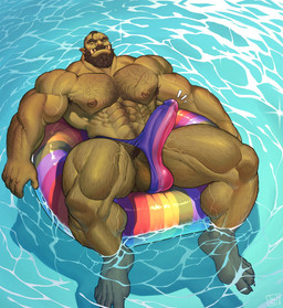 abs balls beard biceps big_muscles bulge deltoids detailed_bulge erection facial_hair fangs genitals green_body green_skin huge_muscles male muscular muscular_humanoid muscular_male mustache navel nipples pecs penis pointy_ears pubes solo teeth vein veiny_muscles suchmim barak_(suchmim) humanoid orc 2025 hi_res