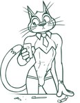 anthro bulge clothed clothing collar corset crossdressing electronics femboy legwear leotard lingerie male mirror_selfie necktie phone selfie solo thigh_highs topwear redout cartoon_network mighty_magiswords cattus_the_one_blade domestic_cat felid feline felis mammal 2021 digital_drawing_(artwork) digital_media_(artwork) hi_res monochrome