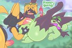 2024 3:2 anthro artist_name ball_fondling balls big_butt blurred_background bodily_fluids butt camera_view cutaway dated day detailed_background dialogue digital_drawing_(artwork) digital_media_(artwork) english_text erection fellatio fondling foreskin frumples generation_4_pokemon generation_9_pokemon genitals glans group half-closed_eyes heart_eyes heart_symbol hi_res humanoid_genitalia humanoid_penis legs_up light lighting looking_pleasured lucario lying male male/male meowscarada moan motion_lines narrowed_eyes nintendo on_back one_eye_closed onomatopoeia open_mouth open_smile oral oral_penetration outside penetration penile penile_penetration penis penis_in_mouth pink_glans pink_penis pokemon pokemon_(species) rotom rotom_phone sex shaded shiny_pokemon signature smile sound_effects steam sweat text trio