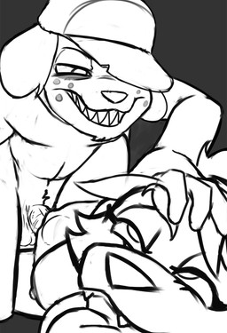 abdominal_bulge adult_on_young age_difference ahegao anthro ballcap balls breasts chin_tuft clothing cross-eyed dominant dominant_male dominant_young duo erection eye_roll eyelashes facial_tuft female female_penetrated freckles fucked_silly fur genitals hair half-closed_eyes hand_on_head hat headgear headwear looking_pleasured male male/female male_dominating_female male_penetrating male_penetrating_female narrowed_eyes nipples nude older_female older_on_young older_penetrated open_mouth penetration penile penile_penetration penis penis_in_vagina raised_leg sex sharp_teeth shota simple_background size_difference spread_legs spreading submissive submissive_female teeth tongue tongue_out triangle_nose tuft vaginal vaginal_penetration vulva young young_anthro young_male young_penetrating younger_anthro younger_dom_older_sub younger_male imierbenety hellaverse helluva_boss mythology background_character loona_(helluva_boss) the_hellhound_kid canid canid_demon canine demon hellhound mammal mythological_canine mythological_creature 2022 digital_drawing_(artwork) digital_media_(artwork) monochrome sketch