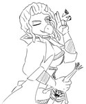 2_horns 5_fingers anthro cosplay dreadlocks eyelashes female fingers horn long_tail looking_at_viewer looking_back looking_back_at_viewer melee_weapon one_eye_closed smile snout solo spiked_tail spikes spikes_(anatomy) sword tail weapon wink winking_at_viewer jacket_ignites capcom cavemanon_studios devil_may_cry snoot_game babs_(snoot_game) ankylosaurian ankylosaurid ankylosaurus dinosaur ornithischian prehistoric_species reptile scalie thyreophoran 2024 monochrome watermark