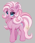 blue_eyes cutie_mark female feral fur grey_background hair pink_body pink_fur pink_hair pink_tail pre-g4 quadruped simple_background solo sparkles sparkling_eyes standing tail cabbage-arts hasbro mlp_g3 my_little_pony my_little_pony_(2003) pinkie_pie_(g3) earth_pony equid equine horse mammal pony 2022 digital_drawing_(artwork) digital_media_(artwork) full-length_portrait portrait