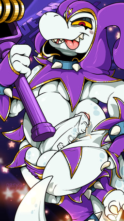 anthro balls belly big_belly bodily_fluids clothed clothing collar electronics foreskin genital_fluids genitals gloves handwear humanoid_genitalia humanoid_penis male microphone overweight overweight_anthro overweight_male penis precum skimpy solo spiked_collar spikes tongue tongue_out vein veiny_penis arty_the_frog kings_of_hell superbia_(kings_of_hell) demon imp kobold scalie 9:16 hi_res