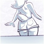 1:1 2021 animated anthro big_butt bottomwear bottomwear_down bottomwear_pull breasts bun_butts butt clothed clothing clothing_grab clothing_pull female fingers fur hair lagomorph leporid mammal monochrome mooning no_underwear partially_clothed presenting presenting_hindquarters pulling_down_shorts rabbit rear_view scut_tail short_playtime short_tail shorts shorts_down shorts_only shorts_pull side_boob simple_background solo tail topless undressing