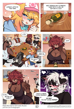 anthro big_breasts bottle breasts container covering covering_crotch covering_erection covering_penis dialogue erection female female_anthro huge_breasts humiliation male male_anthro party spin_the_bottle text unwanted_erection breedypupper conditional_dnp becca_(breedypupper) blue_(breedypupper) drax_(breedypupper) jackie_(breedypupper) jennie_(breedypupper) magnus_(breedypupper) stacy_(breedypupper) tyler_(breedypupper) bear canid canine canis domestic_dog equid equine horse lagomorph leporid mammal rabbit absurd_res comic english_text hi_res url