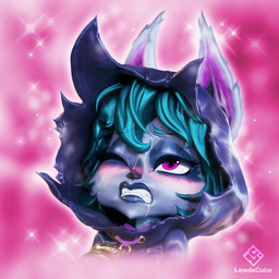 ahegao animal_ears animal_nose black_nose blush bodily_fluids clothing drooling eyelashes female front_view fur green_hair grey_body grey_fur hair hoodie looking_pleasured one_eye_closed pink_background purple_clothing purple_eyes purple_hoodie purple_topwear saliva short_hair simple_background solo sparkles topwear lewdxcube league_of_legends riot_games tencent vex_(lol) humanoid mammal yordle 1:1 3d_(artwork) digital_media_(artwork) hi_res