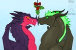 accidental_holly blep demonic feral fire flaming_hair holly_(plant) horn kissing licking_tongue plant pseudo_hair quadruped scales tail tongue tongue_out wings misskarma mythology breghar_(drakengarth) demon_dragon dragon mythological_creature mythological_scalie reptile scalie hi_res