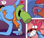 anal anthro anus big_anus big_butt blush butt butt_grab duo female feral hand_on_butt heart_symbol larger_female licking male oral puffy_anus question_mark raised_tail reins rimming saddle sex size_difference smaller_male tail tongue tongue_out toony randybutts disney wander_over_yonder sylvia_(wander_over_yonder) wander alien zbornak 2016 comic hi_res