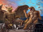 4_toes 5_fingers abs aircraft anthro balls beak brown_body building building_destruction city claws crush destruction duo eating erection extreme_size_difference feathered_wings feathers feet finger_claws fingers foot_crush genitals gun house humanoid_genitalia humanoid_penis macro macro_anthro macro_male male micro_human military muscular muscular_anthro muscular_male nude open_mouth outside pawpads paws pecs penile penis rampage ranged_weapon seaside sitting size_difference smile soldier sunset tail teeth toe_claws toes tongue vehicle warrior weapon wings ohohflamethrower mythology pyronite(commissioner) carpo orenthes avian gryphon mythological_avian mythological_creature reptile scalie snake 4:3 hi_res