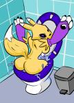 anthro bathroom blue_eyes body_in_toilet breasts butt female flush_vore in_toilet solo stuck stuck_in_toilet water discardo bandai_namco digimon canid canine digimon_(species) mammal renamon absurd_res digital_media_(artwork) hi_res