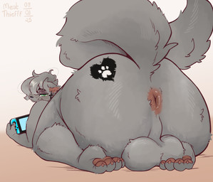 anthro anus balls big_balls big_butt butt electronics game_console genitals huge_butt looking_at_viewer male nude smile solo switch_console tail text meatthiefff nintendo nintendo_switch humanoid absurd_res artist_name colored digital_drawing_(artwork) digital_media_(artwork) hi_res signature