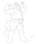 anthro belt candy dessert food lollipop male mask slightly_chubby solo wrestler cowardlion canid canine canis mammal wolf 5:6 hi_res line_art monochrome