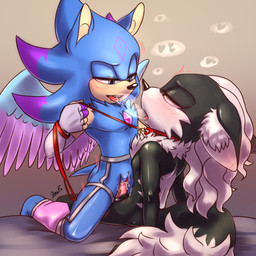 after_kiss andromorph andromorph/male andromorph_penetrated anthro anthro_on_anthro anthro_penetrated anthro_penetrating anthro_penetrating_anthro black_nose blue_body blue_ears blue_fur blue_tail blush bodily_fluids breath clothed clothing collar dominant dominant_andromorph dominant_intersex duo feathered_wings feathers fur garter_belt garter_straps genitals holding_leash holding_object inner_ear_fluff intersex intersex/male intersex_penetrated leash looking_at_another male male_penetrating male_penetrating_andromorph male_penetrating_intersex mostly_nude open_mouth penetration penile penile_penetration penis red_collar red_leash red_tongue saliva saliva_string sex straddling submissive submissive_male tail teeth tongue tuft vaginal vaginal_penetration vulva wings krazyelf sega sonic_the_hedgehog_(series) fan_character eulipotyphlan hedgehog mammal 1:1 hi_res