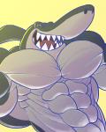 abs big_muscles huge_muscles hyper hyper_muscles male muscular muscular_male pecs sharp_teeth smile solo teeth yellow_eyes ripped-saurian zig_and_sharko sharko fish marine shark 4:5