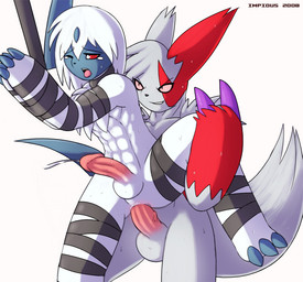 2_claws 2_fingers 3_claws 3_toes abs anal anal_penetration anthro anthro_on_anthro anthro_penetrated anthro_penetrating anthro_penetrating_anthro anthrofied anus arm_tuft arms_tied balls bdsm biped black_eyebrows black_nose blue_body blue_claws blue_face blue_skin blue_tail bodily_fluids bondage bound chest_tuft claws cum cum_while_penetrated dark_eyebrows dark_nose dark_pupils dominant dominant_male duo erection eyebrow_through_hair eyebrows facial_markings feet fingers from_behind_position fur genital_fluids genitals glans grey_balls grey_body grey_ears grey_face grey_fur grey_hair grey_tail hair head_markings iris lidded_eyes looking_at_another looking_at_partner male male/male male_penetrated male_penetrating male_penetrating_male markings multicolored_body multicolored_face multicolored_fur nude nude_male one_eye_closed open_mouth penetration penile penile_penetration penis penis_in_ass perineum pink_glans pink_penis pink_sclera pink_tongue pokemorph pupils pupils_only red_body red_ears red_eyes red_face red_fur red_markings red_pupils sex short_hair shoulder_tuft simple_background standing submissive submissive_male sweat tail tears teeth thin_eyebrows toe_claws toes tongue translucent translucent_hair tuft two_tone_body two_tone_face two_tone_fur uniball vein veiny_penis white_anus white_background white_balls white_body white_fur white_hair impious nintendo pokemon absol generation_3_pokemon pokemon_(species) zangoose 2008