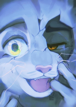 anthro bodily_fluids broken_mask hand_on_mask male mask open_mouth open_smile sad smile solo tears toonnicee broken_mask_redraw disney zootopia pawbert_lynxley canada_lynx felid feline lynx mammal headshot_portrait hi_res portrait watermark