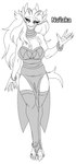 barefoot clothed clothing feet female hair long_hair scar solo foot_ninja15 nu'laka_(foot_ninja15) humanoid nitoma absurd_res greyscale hi_res line_art monochrome unfinished