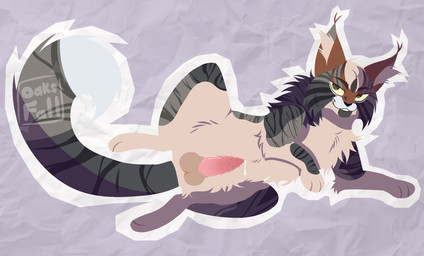 3_toes animal_genitalia animal_penis balls belly belly_tuft bodily_fluids brown_body brown_fur chest_tuft countershading cum cum_drip digitigrade dipstick_tail dripping ear_tuft feet feline_genitalia feline_penis feral fluffy fluffy_tail fur genital_fluids genitals grey_body grey_fur grin looking_at_viewer lying male male_feral markings multicolored_body multicolored_fur narrowed_eyes on_side paws penile_spines penis presenting presenting_balls presenting_penis seductive sheath sheathed_tapering_penis smile solo spread_legs spreading striped_body striped_fur stripes tail tail_markings tan_body tan_countershading toes tuft 11oaksfall11 warriors_(book_series) fan_character domestic_cat felid feline felis mammal tabby_cat digital_drawing_(artwork) digital_media_(artwork) hi_res