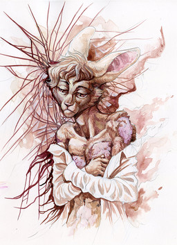 5_fingers anthro brown_body brown_eyes brown_fur brown_hair fingers fur hair male solo hibbary hare lagomorph leporid mammal 2019 traditional_media_(artwork)