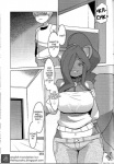 anthro big_breasts blush breasts clothed clothing collar comic english_text female greyscale human kemokko_lovers_2 looking_at_viewer male mammal monochrome nervous rodent sciurid skimpy tamagoro text tree_squirrel url