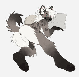 anthro arm_tuft balls big_butt black_eyebrows black_pawpads blue_eyes brown_anus brown_body brown_ears brown_fur brown_penis brown_spots brown_tail butt butt_tuft closed_smile dark_anus dark_penis ear_piercing ear_tuft elbow_tuft eyebrows fangs feet fur genitals glistening glistening_genitalia glistening_penis gloves_(marking) grey_background hair hindpaw humanoid_genitalia humanoid_penis industrial_piercing knee_tuft leg_markings leg_tuft male male_anthro mane markings mouth_closed neck_tuft nude_anthro nude_male pawpads paws penis perineum piercing pillow shoulder_tuft simple_background smile socks_(marking) solo spots spotted_body spotted_fur tail tail_tuft teeth tuft whiskers white_balls white_body white_butt white_fur white_hair white_mane white_perineum yakpup hyena mammal spotted_hyena 2025 absurd_res digital_drawing_(artwork) digital_media_(artwork) full-length_portrait hi_res portrait