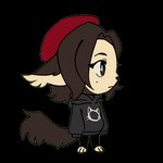 anthro biped black_nose blinking brown_eyes brown_hair chibi clothed clothing eyebrows eyelashes female fluffy fluffy_tail gesture hair hat headgear headwear hoodie looking_at_viewer markings mole_(marking) mouth_closed open_mouth open_smile paws pupils red_clothing red_hat red_headwear smile solo standing tail teeth tongue topwear turning_around waving waving_at_viewer wearing_hat white_pupils white_sclera flavia-elric mammal 1:1 2022 animated digital_media_(artwork) short_playtime