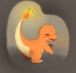ambiguous_gender blue_eyes blush blush_lines butt claws countershade_tail countershade_torso countershading feral fire flaming_tail looking_at_viewer looking_back narrowed_eyes naughty_face open_mouth open_smile orange_body presenting presenting_hindquarters raised_arms raised_tail rear_view smile solo squint tail truemew nintendo pokemon charmander generation_1_pokemon pokemon_(species) 2025 digital_media_(artwork)
