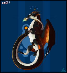 abstract_background ambiguous_gender black_body black_border black_scales blue_background blue_eyes border claws feral glowing glowing_eyes horn mascot membrane_(anatomy) membranous_wings multicolored_body multicolored_scales nude orange_body orange_scales quadruped scales simple_background smile solo tail text toe_claws white_body white_scales wings evalion third-party_edit e621 mythology mirage_(evalion) dragon mythological_creature mythological_scalie scalie absurd_res hi_res