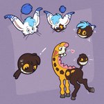 blue_eyes brown_body brown_fur forced_smile fur transformation udtf upside_down_transformation white_body white_fur yellow_body yellow_fur trevor-fox nintendo pokemon erakir generation_2_pokemon girafarig ivalician_moogle pokemon_(species) 1:1 hi_res