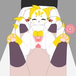 3_toes 9_tails :3 accessory anthro bodily_fluids cervical_contact circle_eyebrows cum cum_in_ovaries cum_in_pussy cum_in_uterus cum_inside dipstick_tail duo eyebrows eyelashes feet female female_focus fluffy fluffy_tail fur genital_fluids genitals holding_another impregnation leg_markings male male/female markings multi_tail ovaries pawpads penis pink_pawpads pink_penis pointy_ears precum prick_ears pussy simple_background smile socks_(marking) solo_focus sperm_cell spread_legs spreading tail tail_markings toes tuft underage_impregnation uterus white_body white_fur yellow_markings young fox_the_time tristan_hensley canid canine fox mammal 1:1 flat_colors