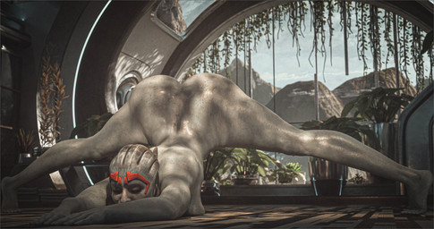 ass_up big_butt blue_body blue_skin butt eyelashes eyes_closed feet female glistening glistening_body glistening_butt glistening_skin jack-o'_pose not_furry nude pose solo nohapage_art rigid3d_(modeler) bioware electronic_arts mass_effect samara alien alien_humanoid asari humanoid 2026 3d_(artwork) absurd_res digital_media_(artwork) hi_res