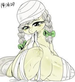 2_missing_limbs amputee bandage disability female green_eyes grey_hair hair scar solo nekubi friendship_is_magic hasbro my_little_pony lucky_(mlp) equid equine horse mammal pony