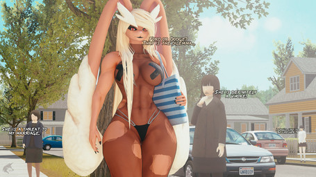 anthro anthro_focus bikini bikini_bottom building clothing dialogue female group house nails red_eyes small_waist solo_focus sun swimwear thick_thighs two-piece_swimsuit wide_hips x_nipples ludexus nintendo pokemon generation_4_pokemon human lopunny mammal pokemon_(species) 16:9 3d_(artwork) 4k absurd_res digital_media_(artwork) hi_res widescreen