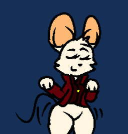 anthro black_nose black_tail clothed clothing eyelashes eyes_closed featureless_crotch female female_anthro fur jacket motion_lines pantsless red_clothing red_jacket red_topwear smile solo standing tail topwear white_body white_fur wide_hips unknown_artist mina_the_hollower yacht_club_games mina_(mina_the_hollower) mammal mouse murid murine rodent alpha_channel animated low_res