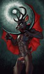 abs anthro antlers balls cape clothing erection foreskin genitals horn looking_at_viewer looking_up male pecs penis spots momamo panko_(lawyerdog) cervine deer mammal vampire absurd_res hi_res