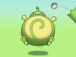 anthro belly big_belly green_body huge_belly inflation pokeball simple_background solo kizitoba nintendo pokemon generation_2_pokemon pokemon_(species) politoed 2017 4:3