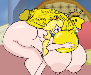 areola balls bent_over big_balls big_breasts big_butt big_penis blonde_hair blue_eyes breasts butt crown duo ear_piercing ear_ring erection female genitals hair headgear huge_balls huge_breasts huge_butt huge_penis hyper hyper_balls hyper_genitalia hyper_penis larger_female male male/female nipples not_furry nude open_mouth penis piercing ring_piercing size_difference small_but_hung smaller_male tan_areola tan_nipples thick_thighs white_body white_skin wide_hips yellow_body banillansfw third-party_edit mario_bros nintendo paper_mario princess_peach twink_(mario) human mammal star_sprite
