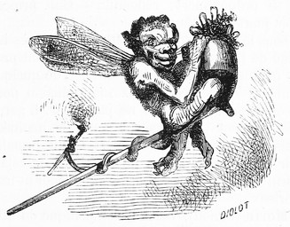 claws hair holding_object holding_torch insect_wings looking_at_viewer male nude open_mouth pipe smile solo tail torch whiskers wings louis_le_breton dictionnaire_infernal mythology fairy humanoid 1863 19th_century ancient_art black_and_white monochrome signature