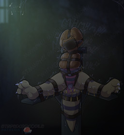 3_toes abandoned anthro bdsm biped bondage bound calling_for_help chastity_cage chastity_device edging feet helpless male muffled_moaning muzzle_(object) muzzled objectification restraints sensory_deprivation sensory_deprivation_hood soles solo spider_web straitjacket tail teasing tickling_machine toes stripedcrocodile nintendo pokemon mettle_winslowe generation_5_pokemon krokorok pokemon_(species)