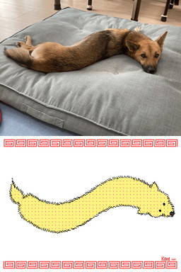 ambiguous_gender black_nose comparison feral fur greek_key inside looking_at_viewer monotone_body monotone_fur monotone_tail photo solo tail keke_(artist) canid canine canis domestic_dog mammal 2:3 2d_animation animated frame_by_frame low_res
