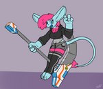 anthro bottomwear clothing female hoodie legwear melee_weapon polearm scythe shorts solo stockings tail topwear weapon sarek_aran_desian kyenna_(sarekarandesian) mammal rodent absurd_res hi_res