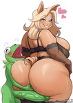 anthro back_boob big_breasts big_butt big_penis blonde_hair blue_eyes blush blush_lines bodily_fluids bra breasts butt butt_grab cellulite clothed clothing curvy_figure duo erection eyelashes eyeshadow female fingers gem genitals glistening glistening_butt glistening_thighs green_body hair hand_on_butt heart_symbol huge_butt huge_penis humanoid_genitalia humanoid_penis jewelry lace_bra lace_thigh_highs lace_underwear legwear lingerie long_hair long_penis looking_back makeup male male/female necklace one_eye_closed open_mouth open_smile overweight overweight_anthro overweight_female panties pearl_(gem) pearl_necklace penis purple_eyeshadow simple_background slightly_chubby slightly_chubby_female small_but_hung smile sweat tail tan_body tan_ears tan_skin thick_thighs thigh_highs three-quarter_view underwear vein veiny_penis voluptuous voluptuous_anthro voluptuous_female white_background kogeikun muppets kermit_the_frog miss_piggy amphibian domestic_pig frog mammal suid suine sus_(pig) 2024 absurd_res digital_drawing_(artwork) digital_media_(artwork) hi_res portrait three-quarter_portrait