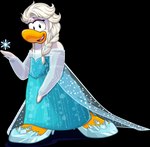 armwear blue_clothing blue_dress blue_footwear braided_hair braided_ponytail cape clothing detached_sleeves dress female footwear hair long_hair looking_at_viewer open_mouth ponytail snowflake solo toony translucent translucent_cape translucent_clothing translucent_sleeves upper_teeth_only white_hair unknown_artist club_penguin disney frozen_(disney) elsa_(frozen) avian bird penguin absurd_res alpha_channel crossover full-length_portrait hi_res official_art portrait